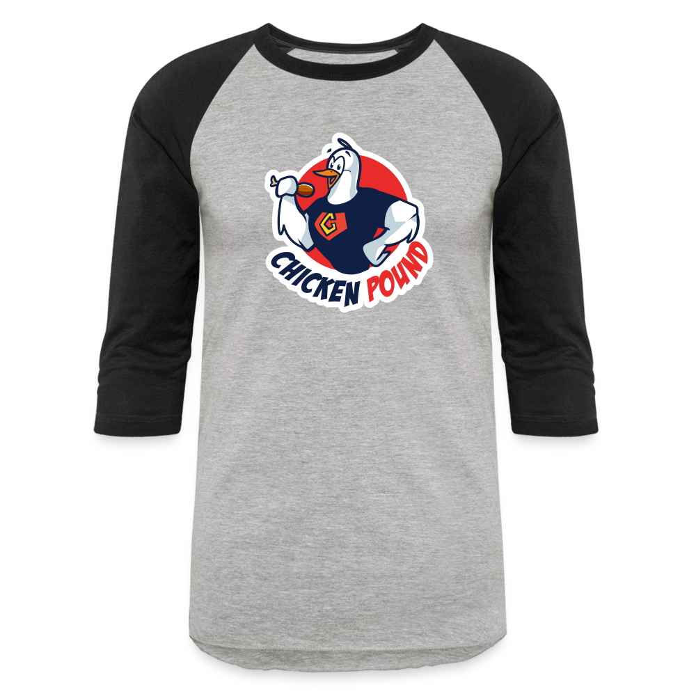 Vintage Chicken Pound Baseball Tee - heather gray/black